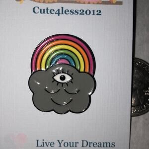 Wokeface Rainbow Cloud 3rd Third Eye Pin Brooch used